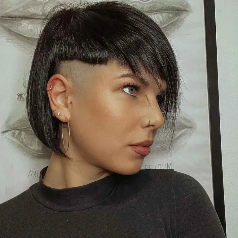 Straight Black Undercut Bob