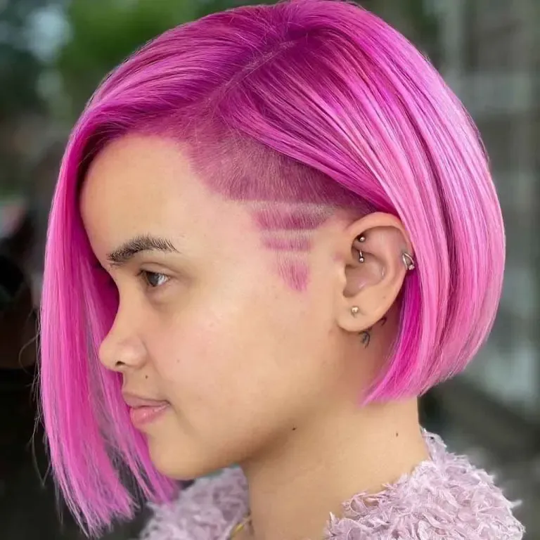 Vibrant Pink Undercut Bob