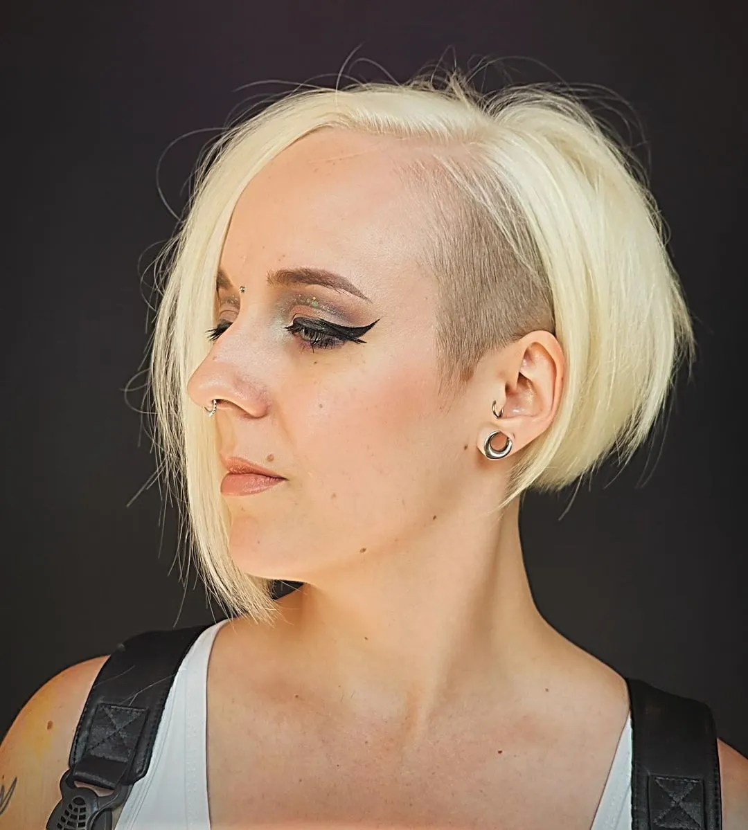 Edgy Platinum Undercut Bob