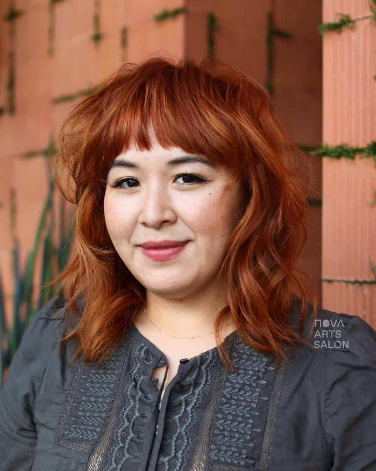 Fiery Auburn Waves Lob