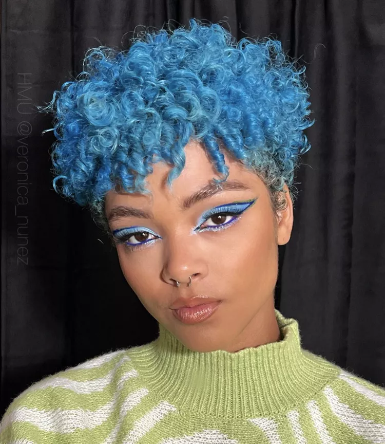 Electric Blue Curly Pixie Magic