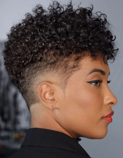 Sleek Curly Fade Pixie