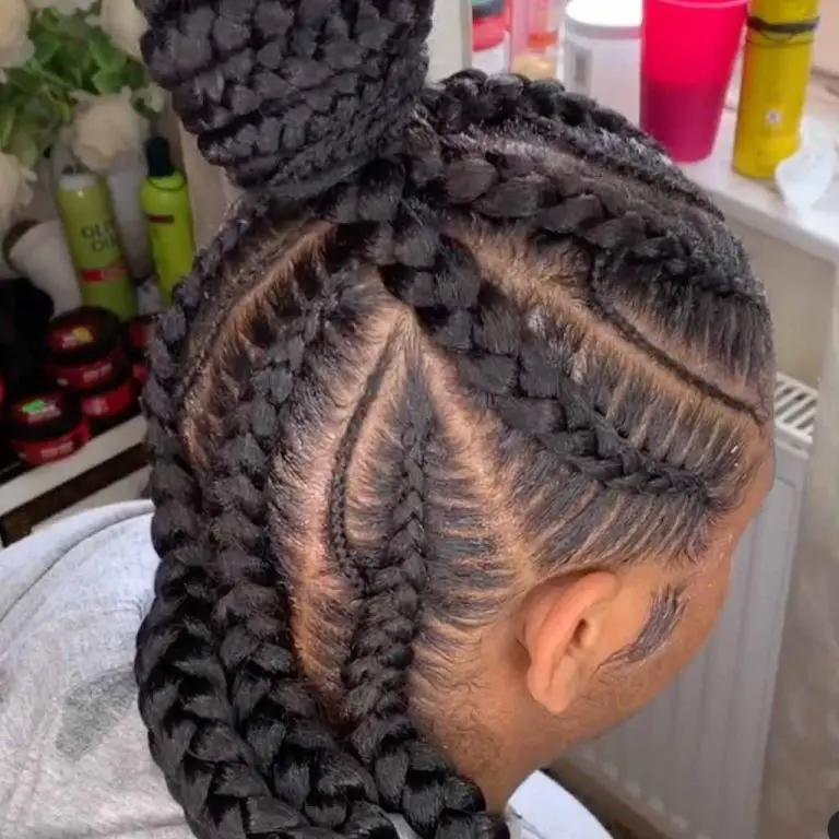 Regal Braided Bun with Elegant Goddess Cornrows