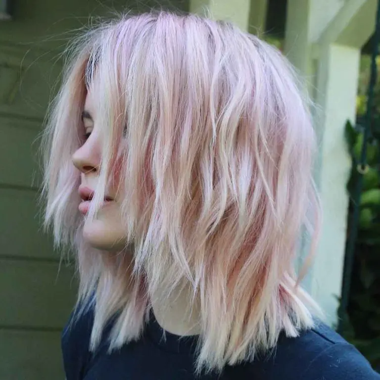 Edgy Pastel Pink Shag Lob