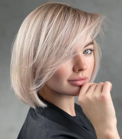 Sleek Platinum Blonde Bob