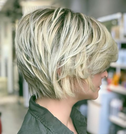 Textured Blonde Shag Bob