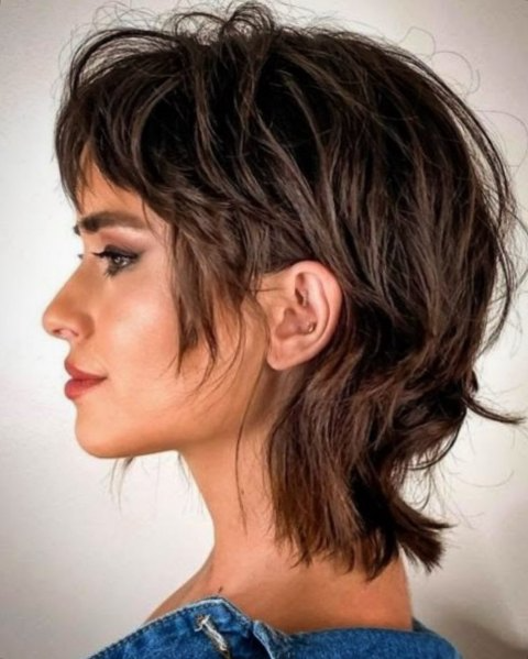 Textured Brunette Wolf Cut