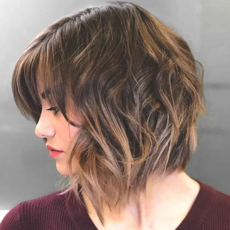 Angled Wavy Bob with Caramel Brilliance