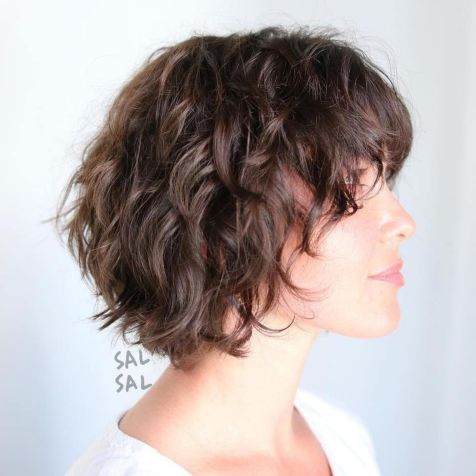 Wavy Shaggy Bob with Soft Fringe