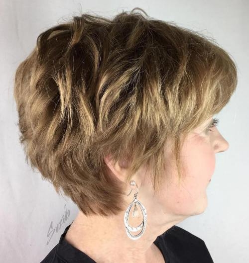 Elegant Tousled Bob with Warm Highlights