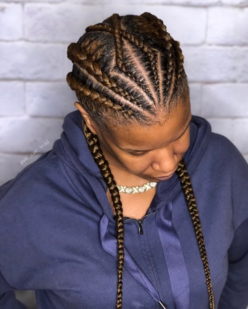 Chic Goddess Cornrows with Golden Highlights