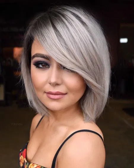 Elegant Ash Blonde Bob for Round Faces